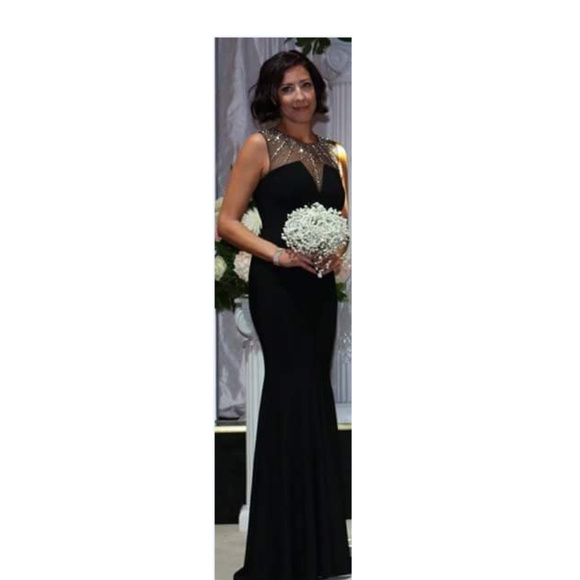 Black Embellished Illusion Neck Mermaid Gown- Prom - Picture 4 of 4